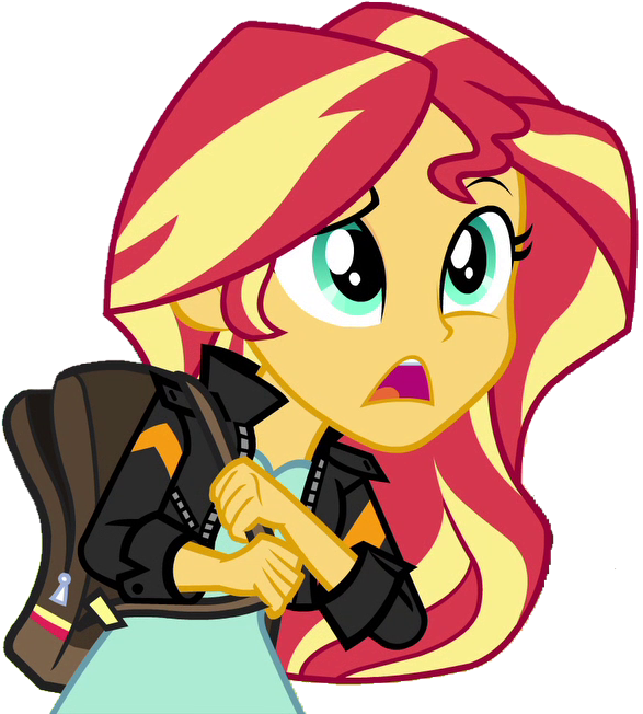 Fella, Bag, Clothes, Confused, Equestria Girls, Female, - Equestria Girls Sunset Shimer (606x660), Png Download