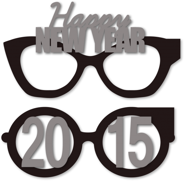 New Year's 2015 Party Eye Glasses - New Years Glasses Clipart (611x600), Png Download