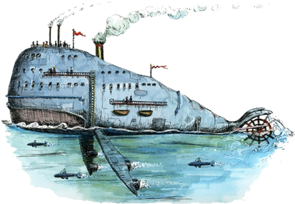 Steampunk Paper Whale Drawing Illustration - Steampunk Whale (625x500), Png Download