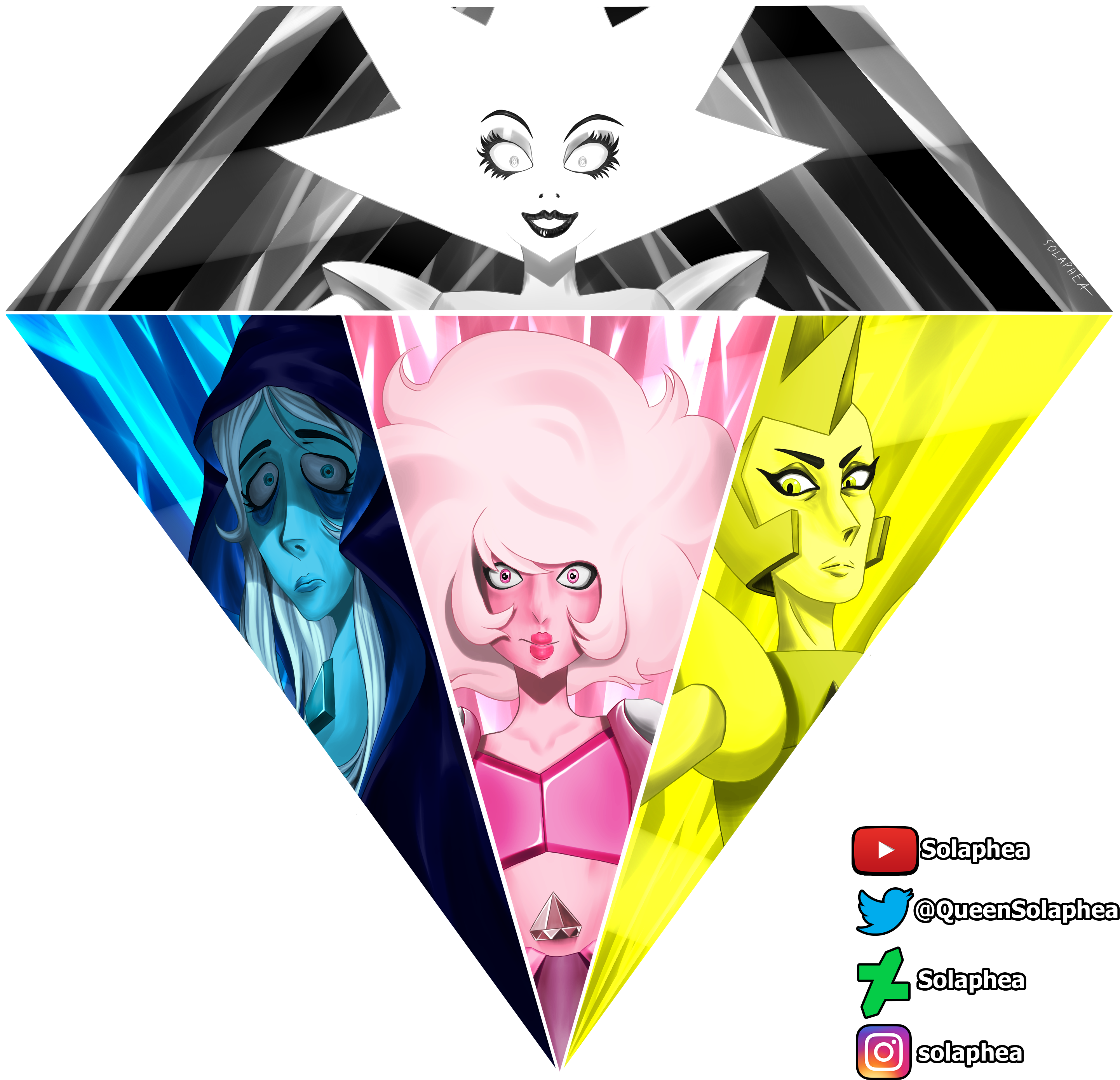 [fanart] The Diamonds By Solaphea - Steven Universe (3000x3000), Png Download