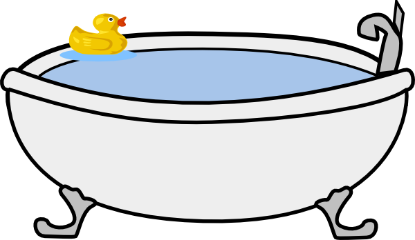 Bath Drawing Cartoon Picture Black And White - Tub Clip Art Png (600x348), Png Download