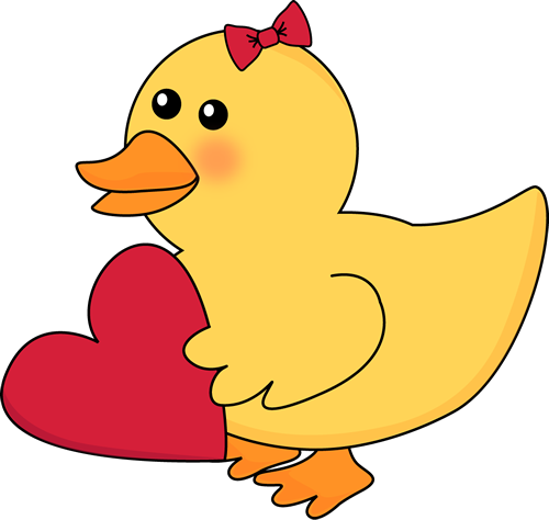 Cute Duck Clip Art - Duck With A Heart (500x474), Png Download
