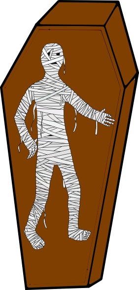Coffin Clipart Mummy - Mummy In Coffin Clipart (282x589), Png Download