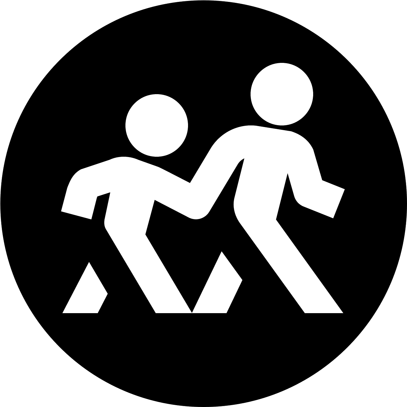 A Logo Of Two Humanoid Figures, One Large, One Small, - Black Circle (1600x1600), Png Download