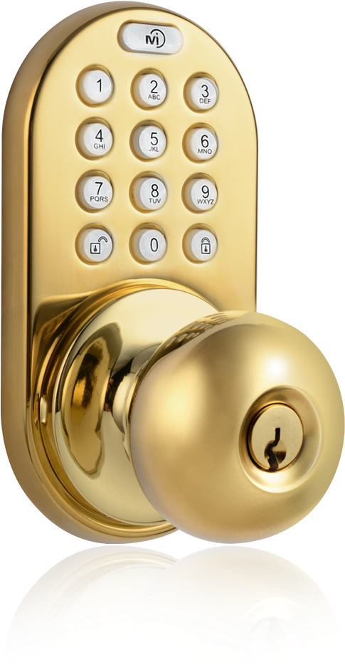 Keyless Entry Knob Door Lock With Rf Remote Control - Brass Keypad Door Knobs (503x1124), Png Download