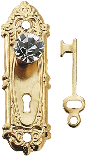 Dollhouse Crystal Opryland Door Knob With Plate And - Dollhouse Miniature Crystal Opryland Doorknob W/plate (1024x1024), Png Download