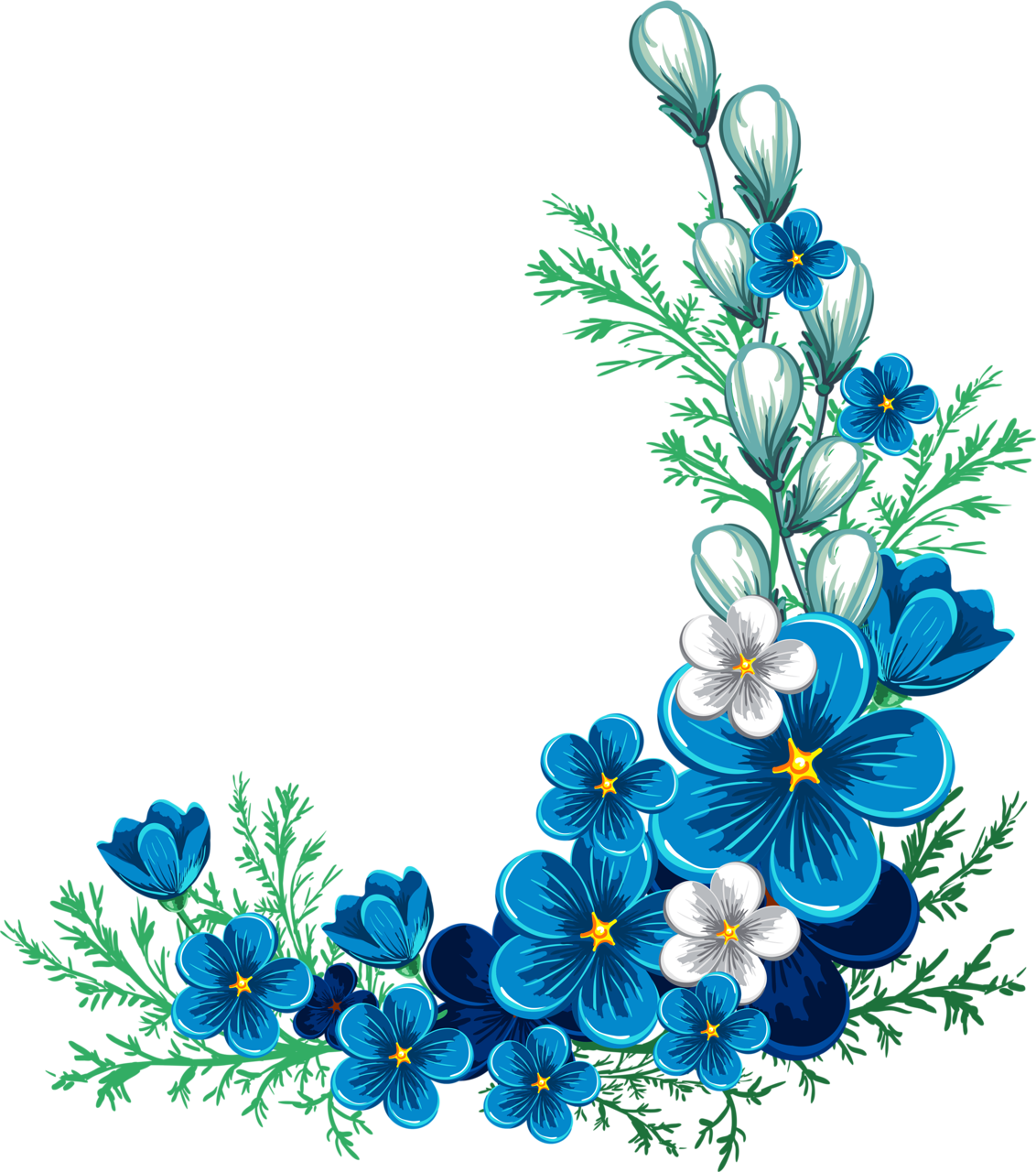 Download Forget Me Not Clipart Corner Border Blue Flower Border Png Png Image With No Background Pngkey Com
