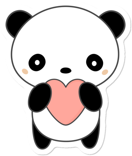 Kawaii Cute Panda With A Heart - Panda Kawaii Para Dibujar (650x650), Png Download