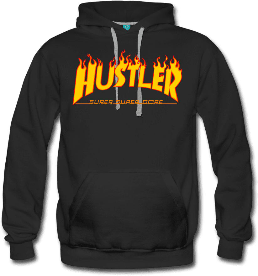 Hustler Thrasher Fire Logo Black Premium Hoodie Men's - Hoodie (1000x1000), Png Download