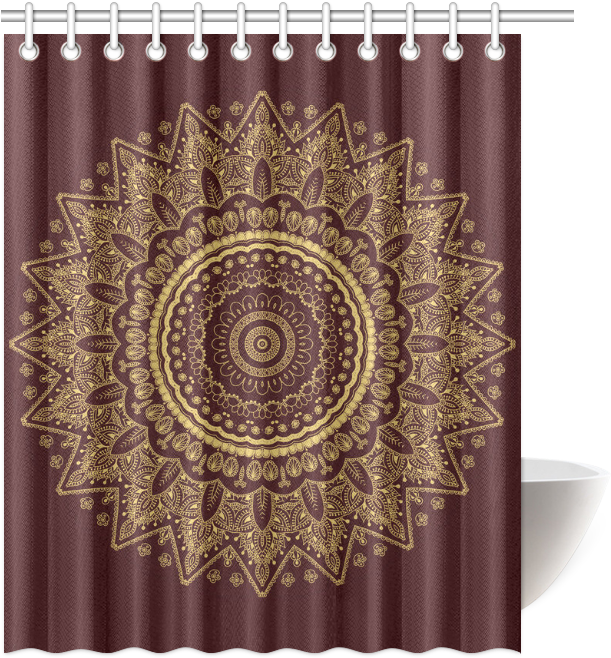 Mandala In Gold And Royal Red Shower Curtain - Bathroom (800x800), Png Download