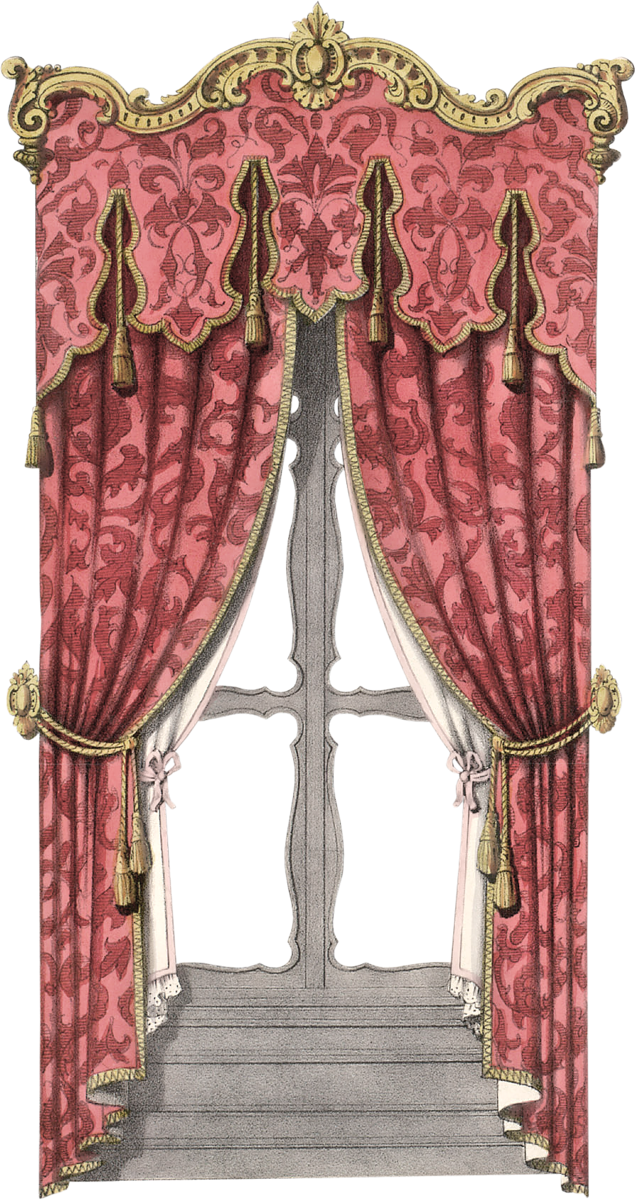 Curtains Clipart Gingerbread House Window - Curtain (898x1695), Png Download