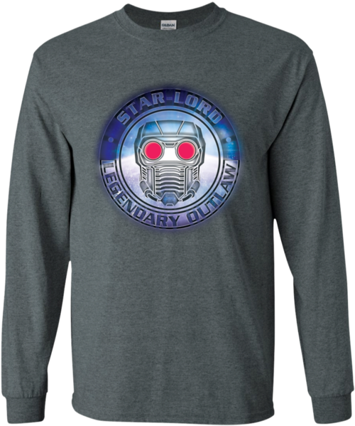 Marvel Star Lord Guardians Of Galaxy Outlaw Graphic - Long-sleeved T-shirt (600x600), Png Download