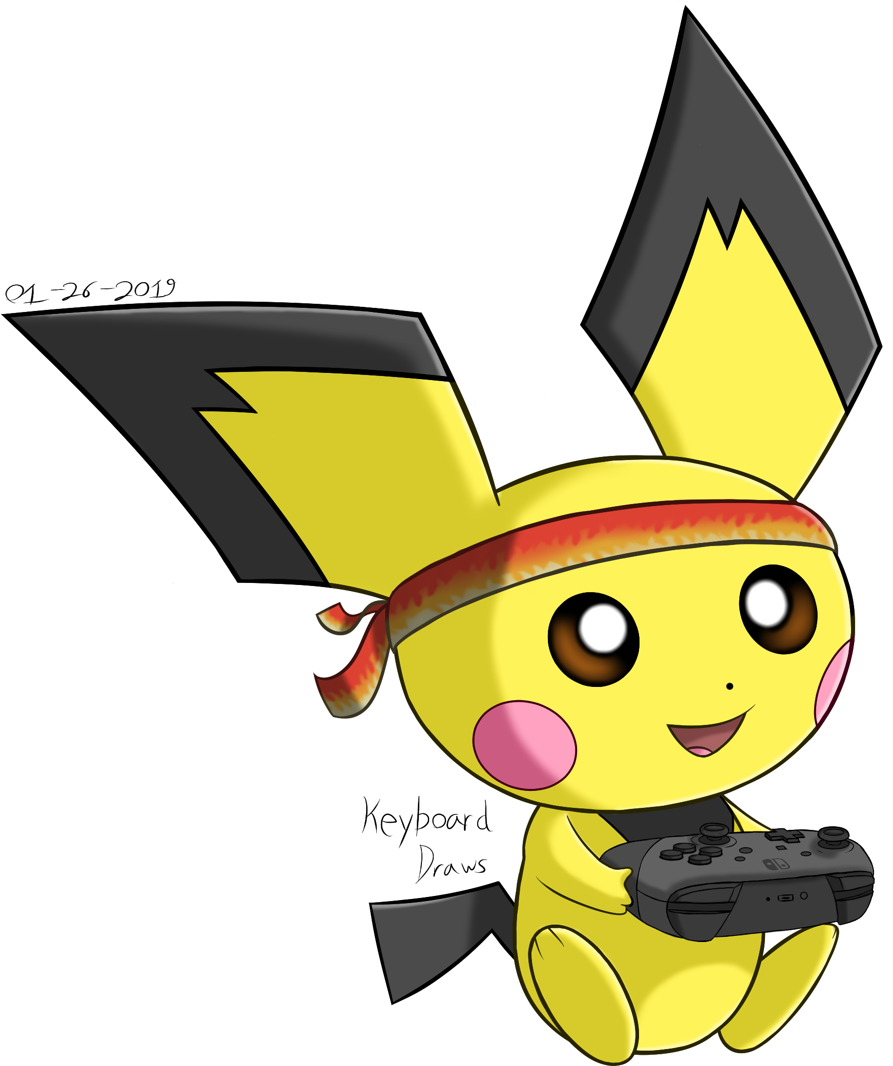 Pichu - Cartoon (1850x2250), Png Download