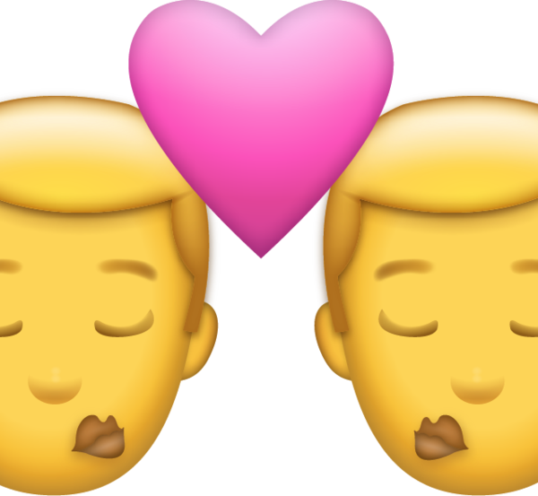 Gay Kiss Emoji (600x553), Png Download
