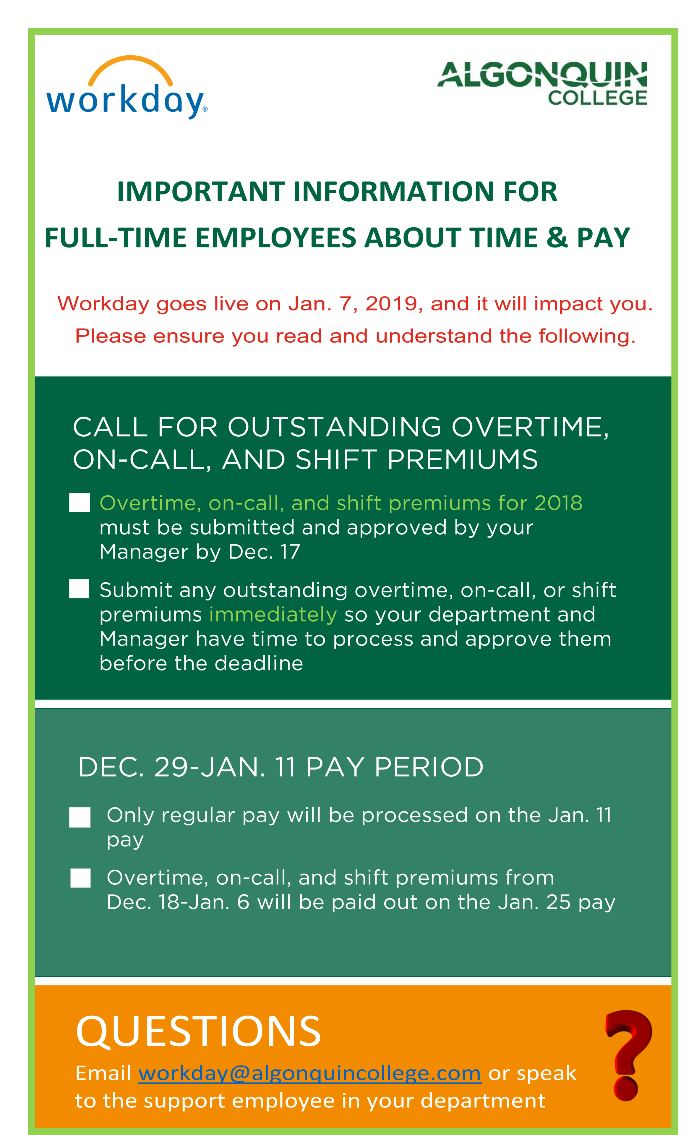 Important Information For Full-time Employees - Algonquin College (2387x3840), Png Download