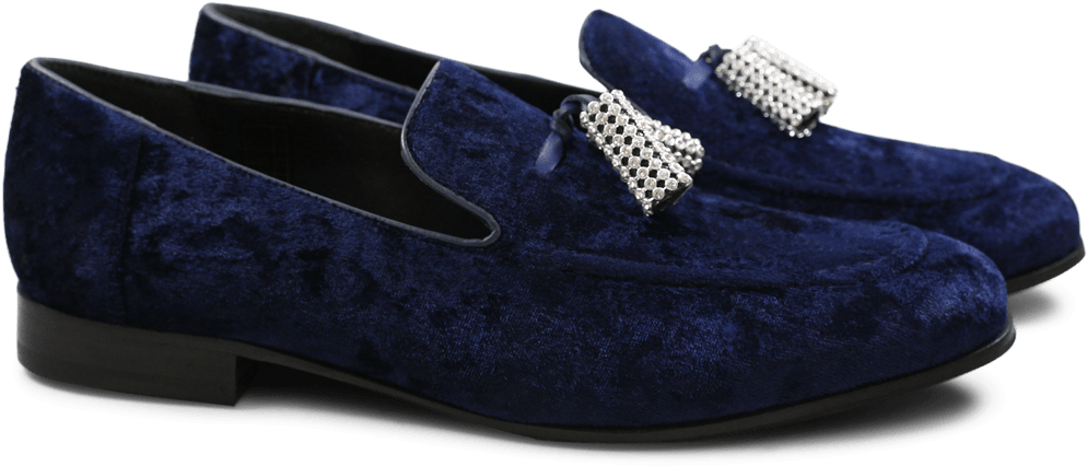 Loafers Claire 10 Velvet Navy Tassel Stones - Slip-on Shoe (1024x1024), Png Download