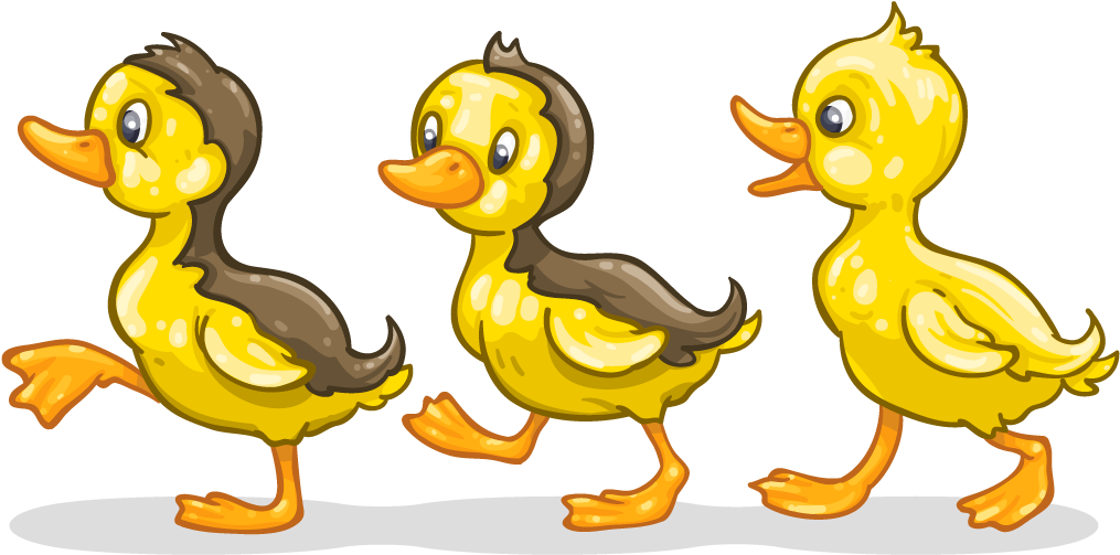 Ducklings In The Pond - Cartoon Ducks Png (1024x1024), Png Download