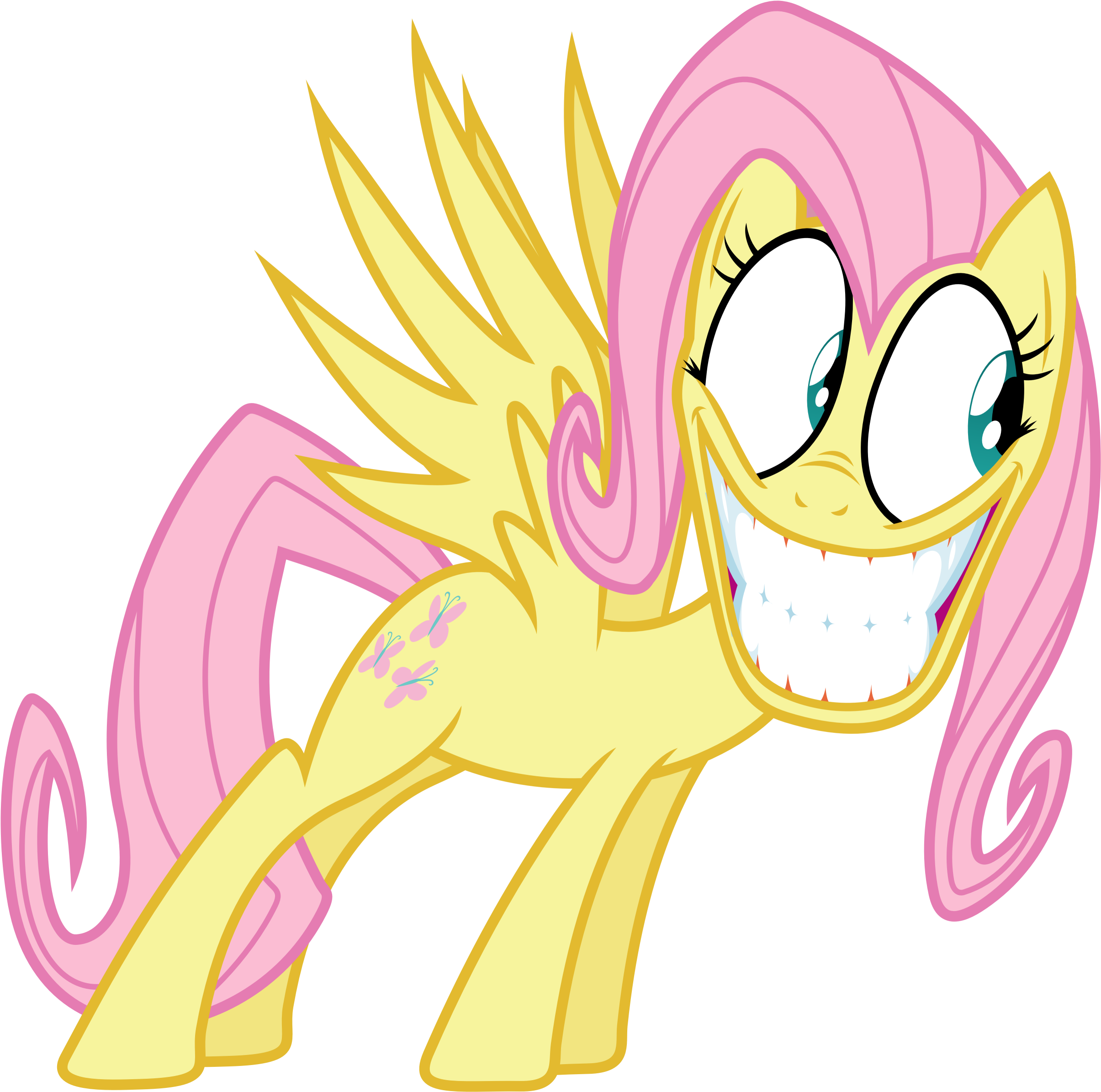 Fluttershy Applejack Cartoon Yellow Mammal Pink Vertebrate - Fluttershy (2500x2480), Png Download