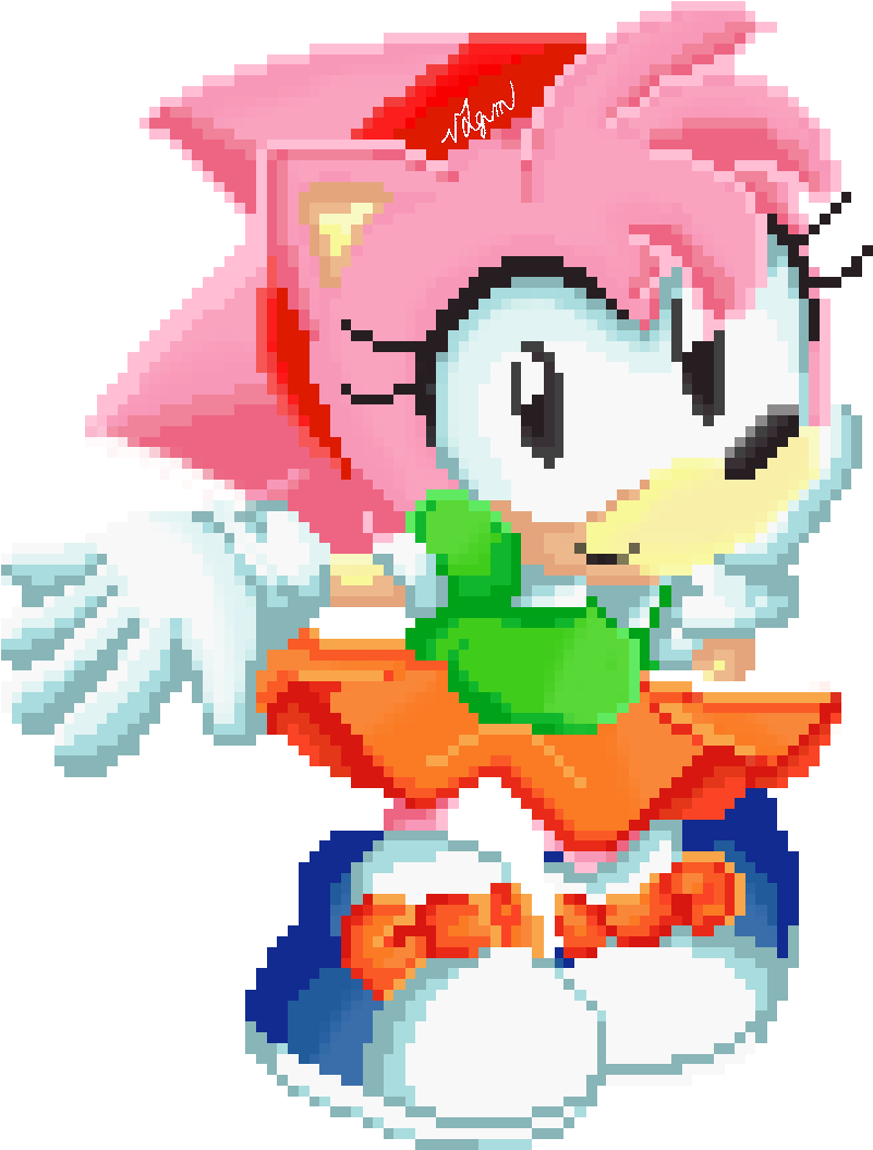 Classic Amy Rose In Pixelart's Style We Still Want - Classic Amy Sonic Mania (1000x1082), Png Download