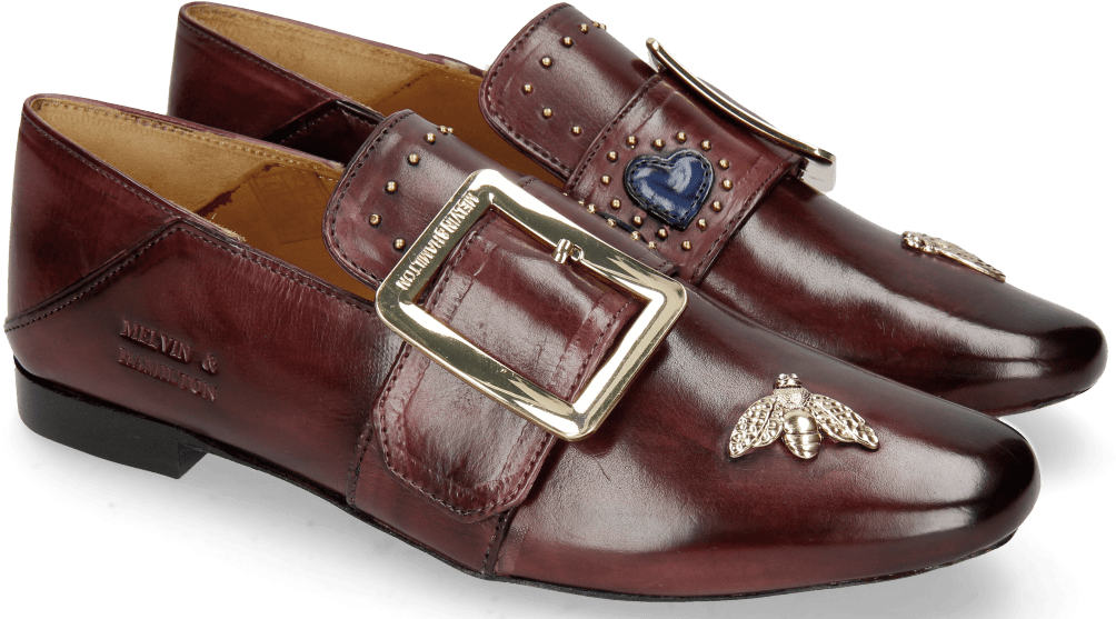 Loafers Luna 2 Burgundy Bee Gold - Moccasin (1024x1024), Png Download