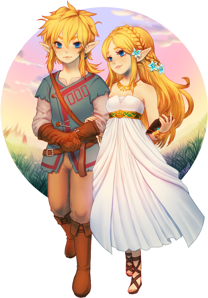 Link & Zelda - Fanart Breath Of The Wild Princess Zelda (762x1049), Png Download