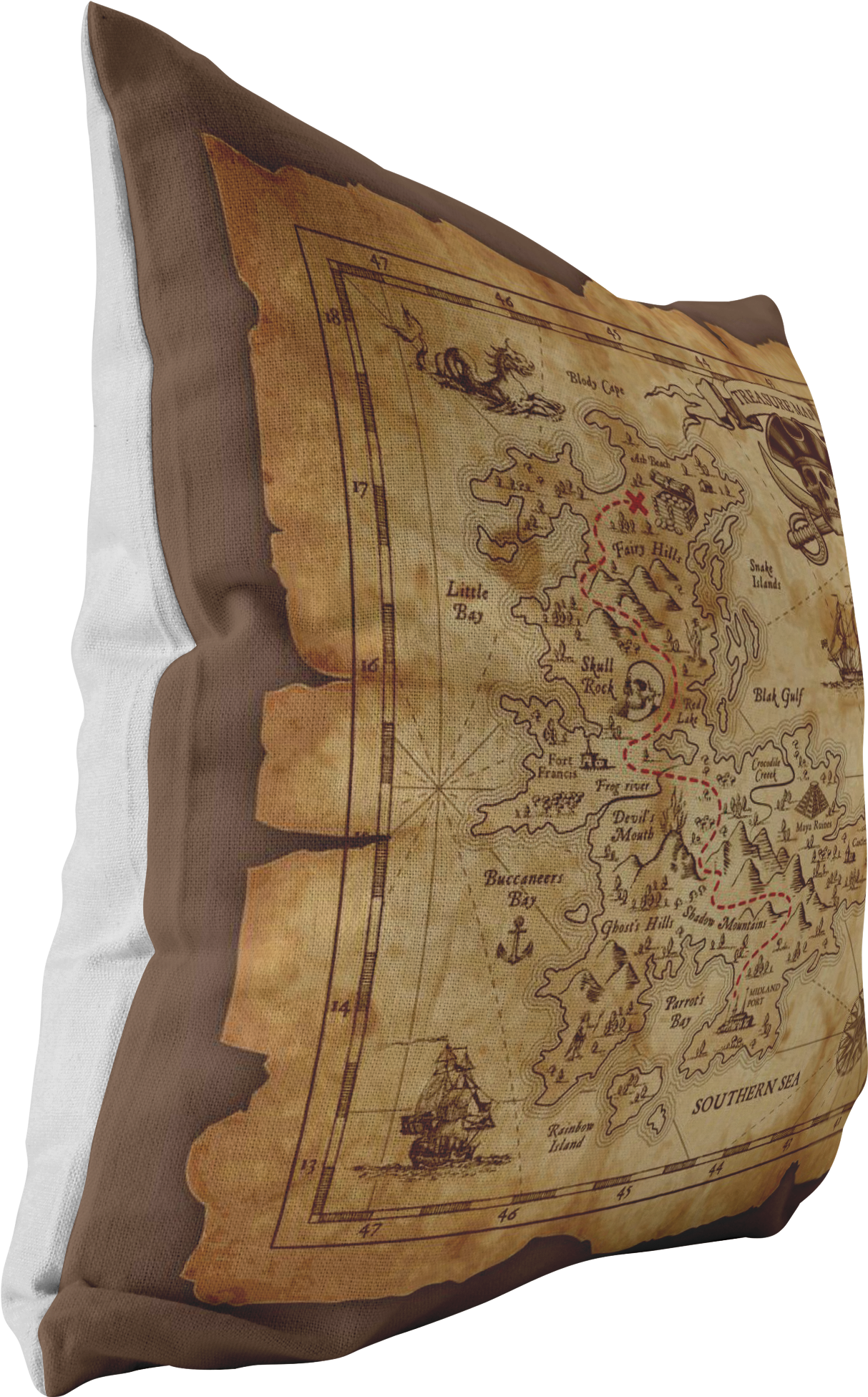 Treasure Map Pillow - Throw Pillow (2000x2000), Png Download