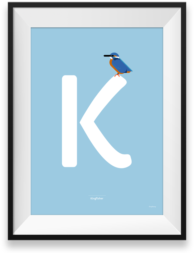 Kingfisher Minimalistic Print - Picture Frame (640x815), Png Download