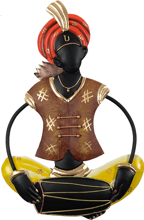 Villager Showpiece Playing Dholak Hk Irmn 013 In Inch - Figurine (500x750), Png Download