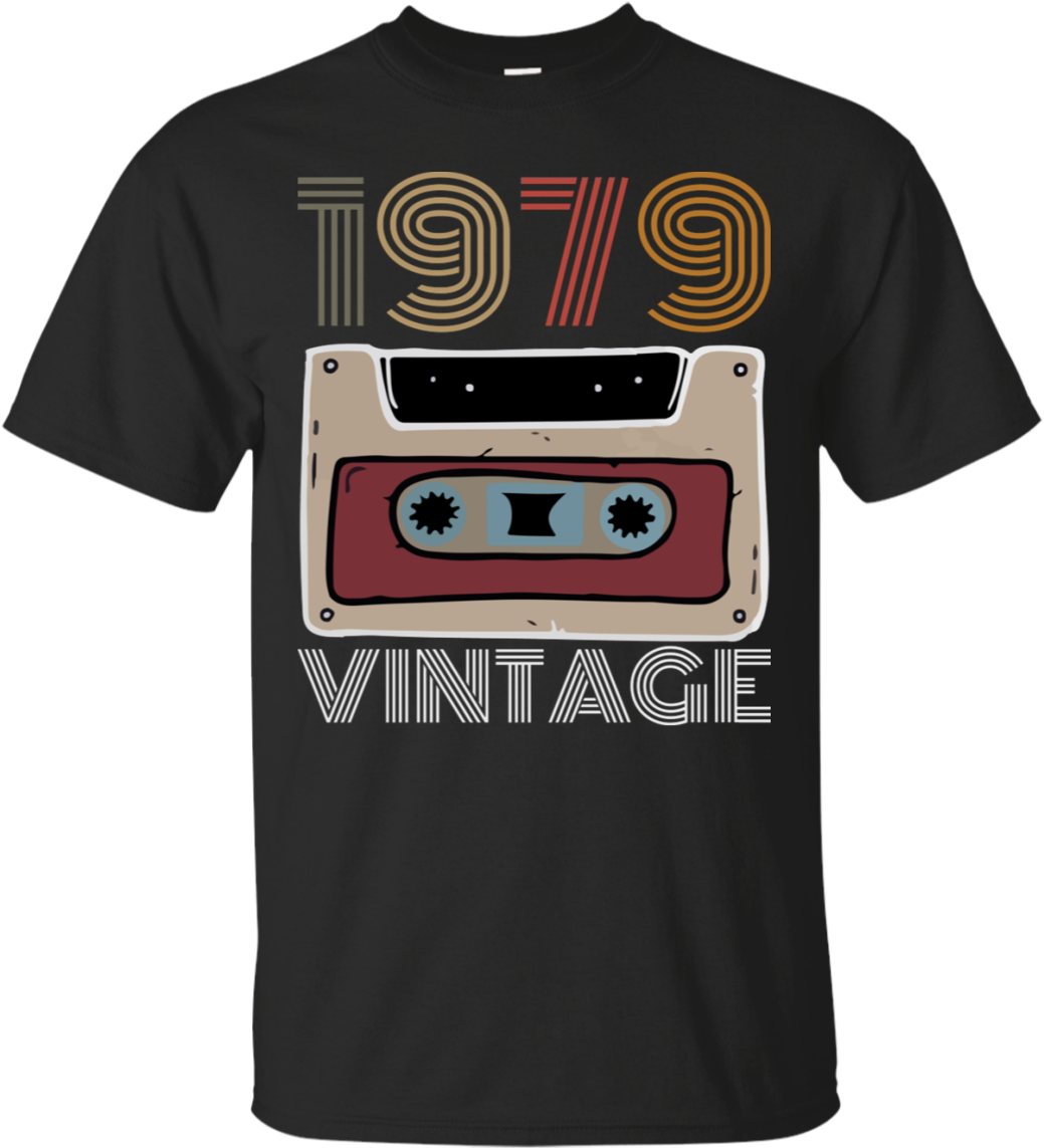 1979 Vintage Retro Cassette Tape Funny 40th Birthday - T-shirt (1155x1155), Png Download