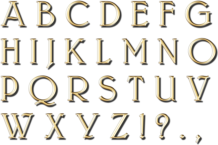 Alphabet Png - Gold Alphabet Transparent Background (960x720), Png Download