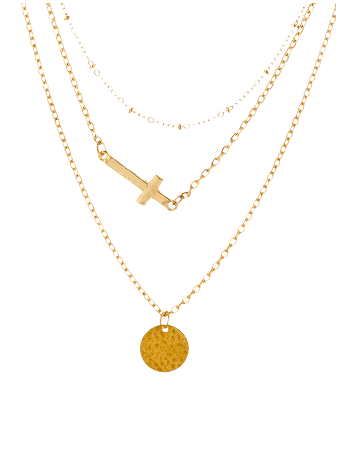 Buy Zaful Crucifix Circle Disc Layered Pendant Necklace - Pendant (1100x1456), Png Download