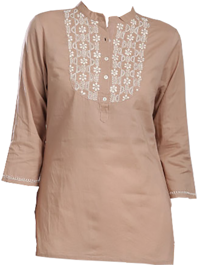 Fabindia Beige Chikankari Kurti - Formal Wear (600x600), Png Download