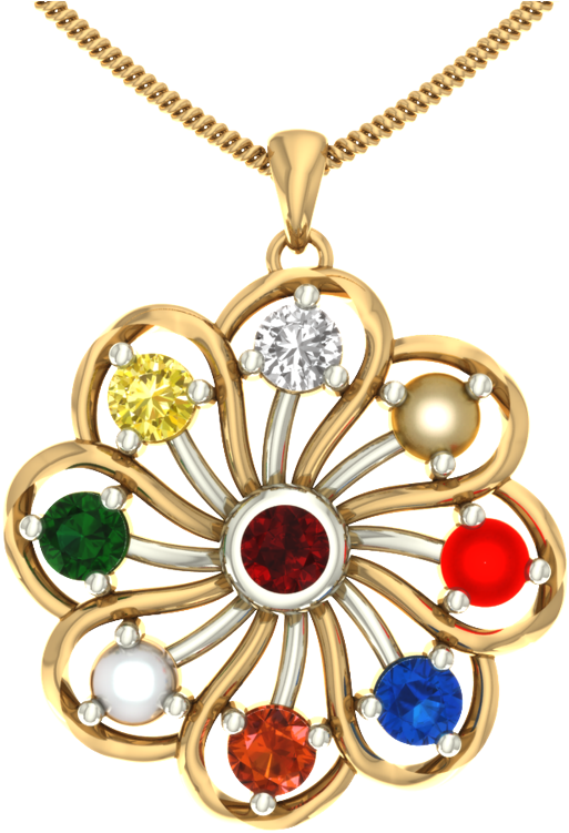 Navratna Jewellery Collection - Navratna Pendant (900x900), Png Download