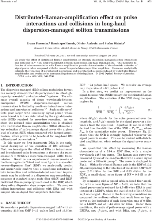 Distributed Raman Amplification Effect On Pulse Interactions - Document (600x776), Png Download