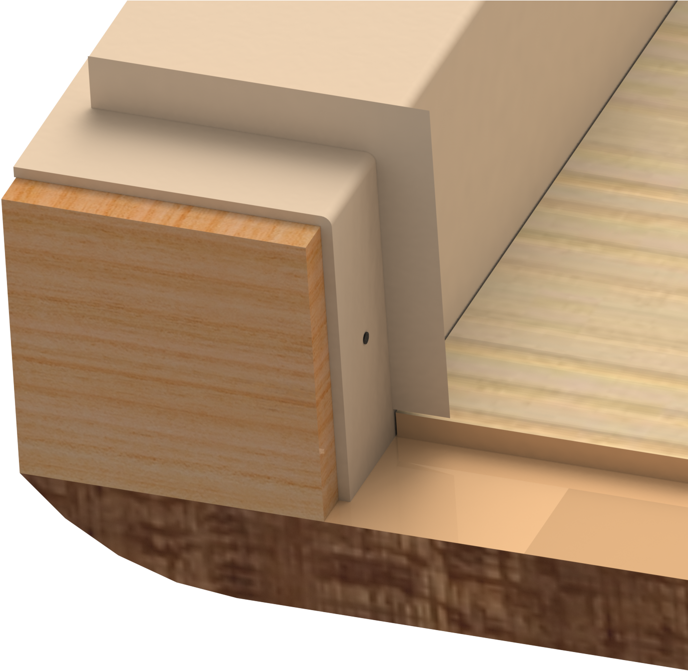 Our New Corner Design Uses A Plastic Insert To Hide - Plywood (2144x1423), Png Download