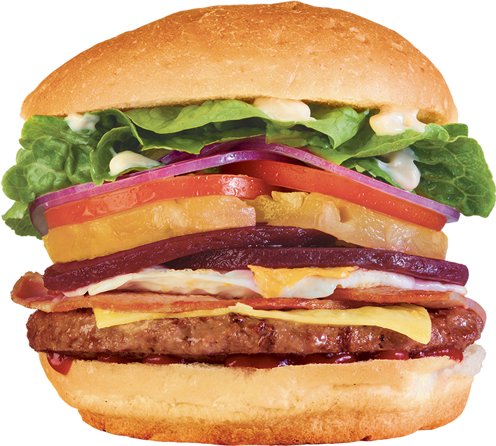 The Okker - Egg Salami Mutton Combination Burger (768x723), Png Download