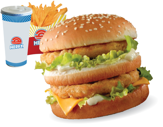 Burger / Combo - Herfy Double Burger 2019 (640x640), Png Download