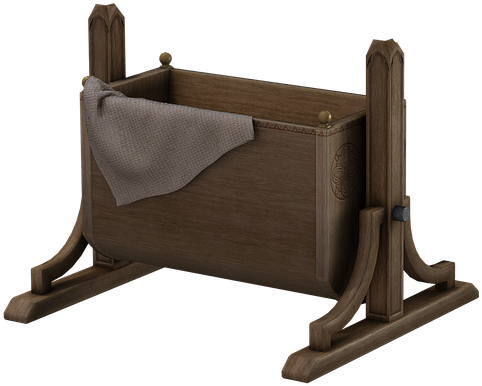 Cradle, Bed, Cot, Wooden Bed, Digital Art, Isolated - Infant Bed (960x720), Png Download