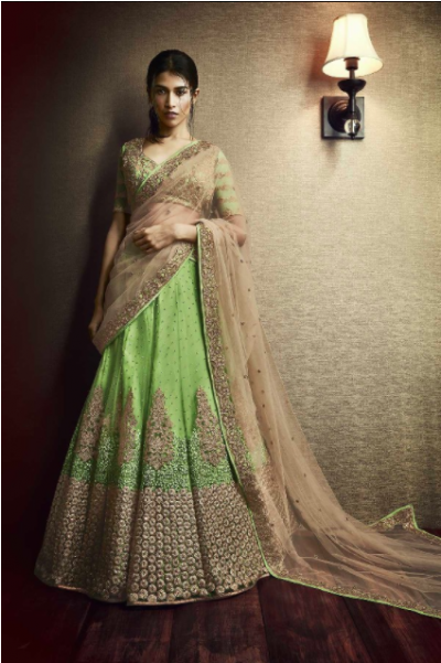 5058-600x600 - Parrot Green Color Lehenga (600x600), Png Download