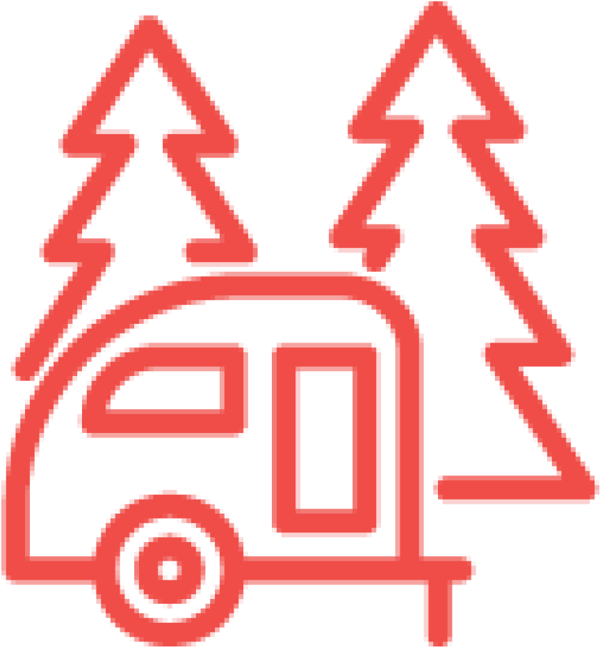 Red Camper And Tree Icon - Icon (1024x1024), Png Download