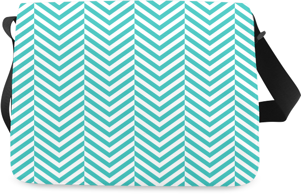 Turquoise And White Classic Chevron Pattern Messenger - Shoulder Bag (800x800), Png Download