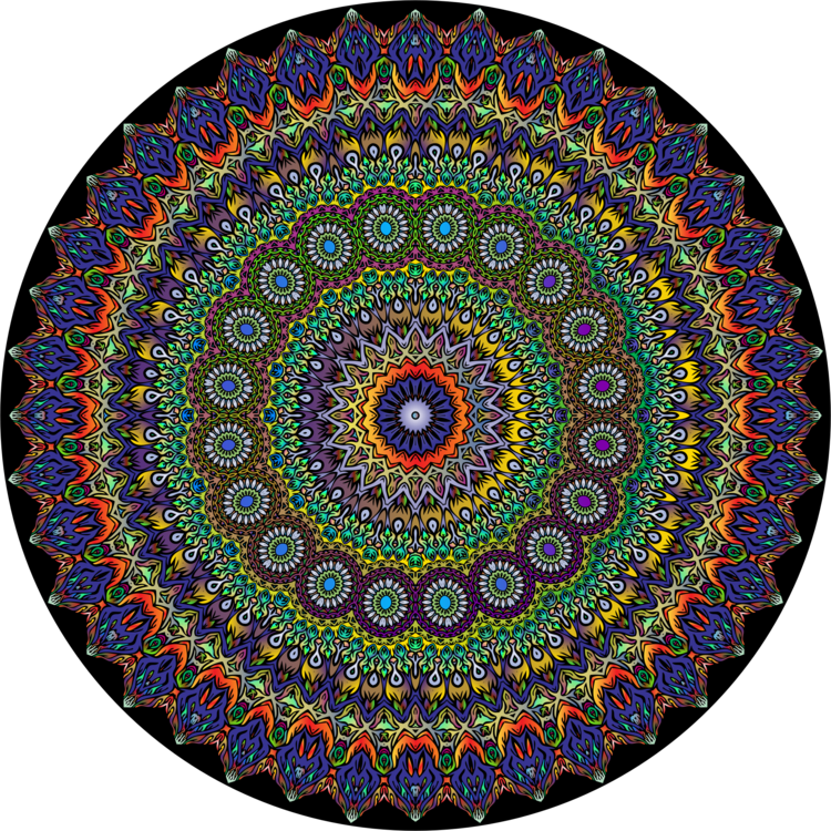 Mandala Hippie Psychedelia Hinduism Color - Psychedelic Mandala (750x750), Png Download