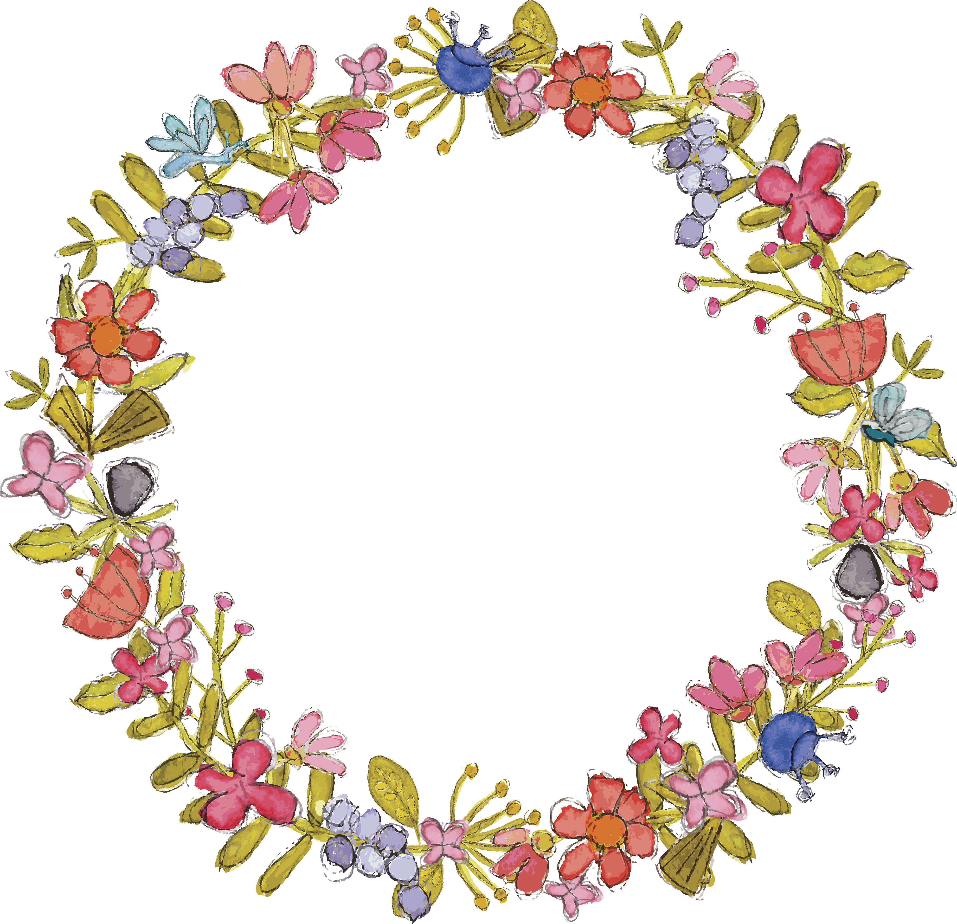 Tropical Wreath Png - Tropical Flower Circle Transparent (3977x3839), Png Download