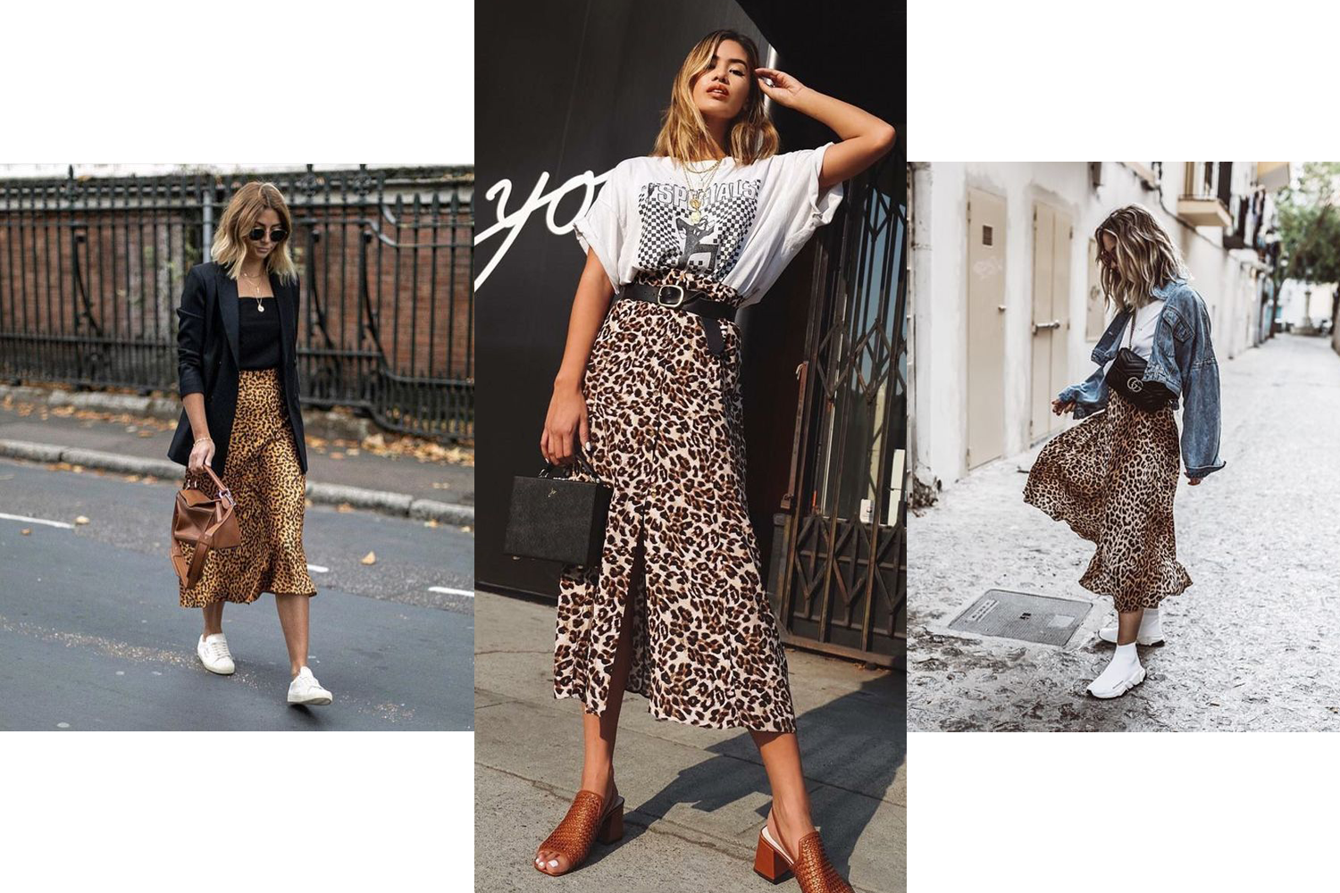 Three Ways To Style Your Leopard Print Skirt - Leopard Skirt Street Style (1500x1000), Png Download