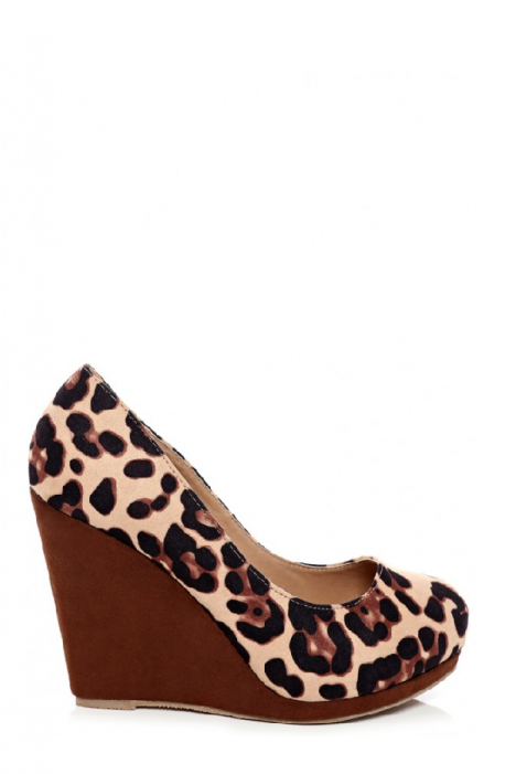 Leopard Print Wedge Shoes - Basic Pump (700x700), Png Download