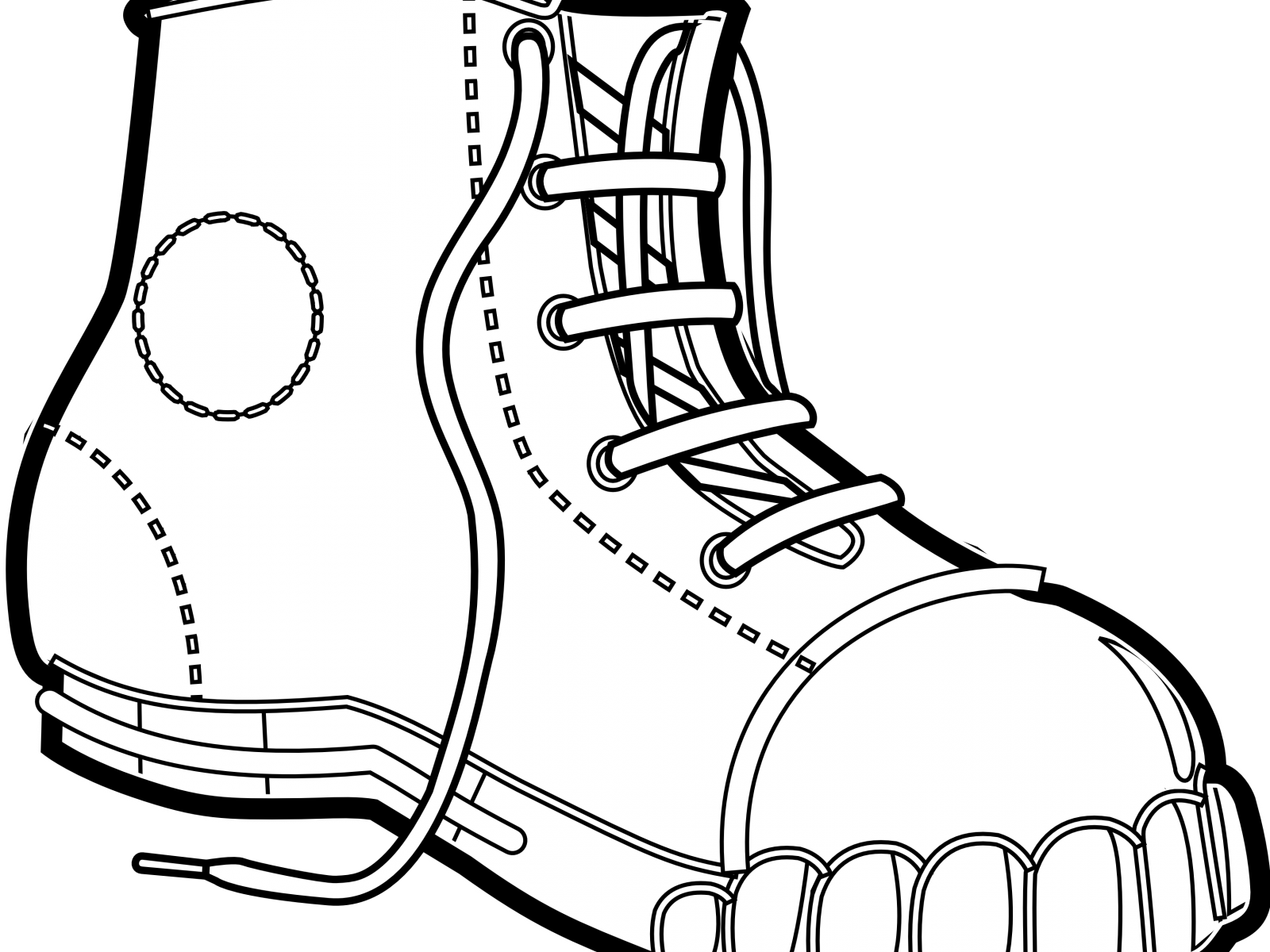 Winter Boots Coloring Pages - Hiking Boot Black And White Clip Art (1600x1200), Png Download