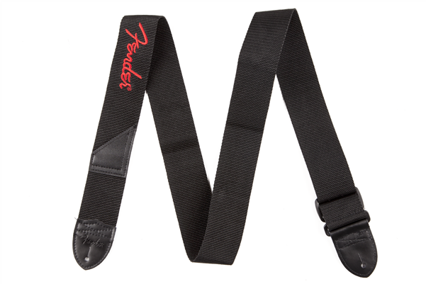 Fender 2" Black Poly Strap With Red Fender Logo - Fender Musical Instruments Corporation (600x600), Png Download