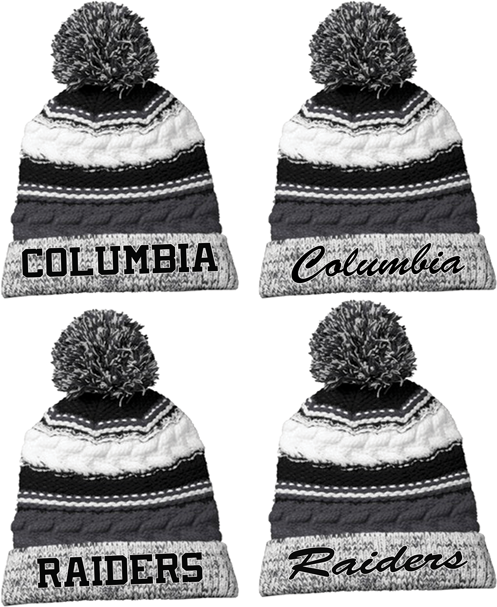 Columbia Raiders Pom Pom Beanie - Red And Black Knit Hats (1200x1200), Png Download