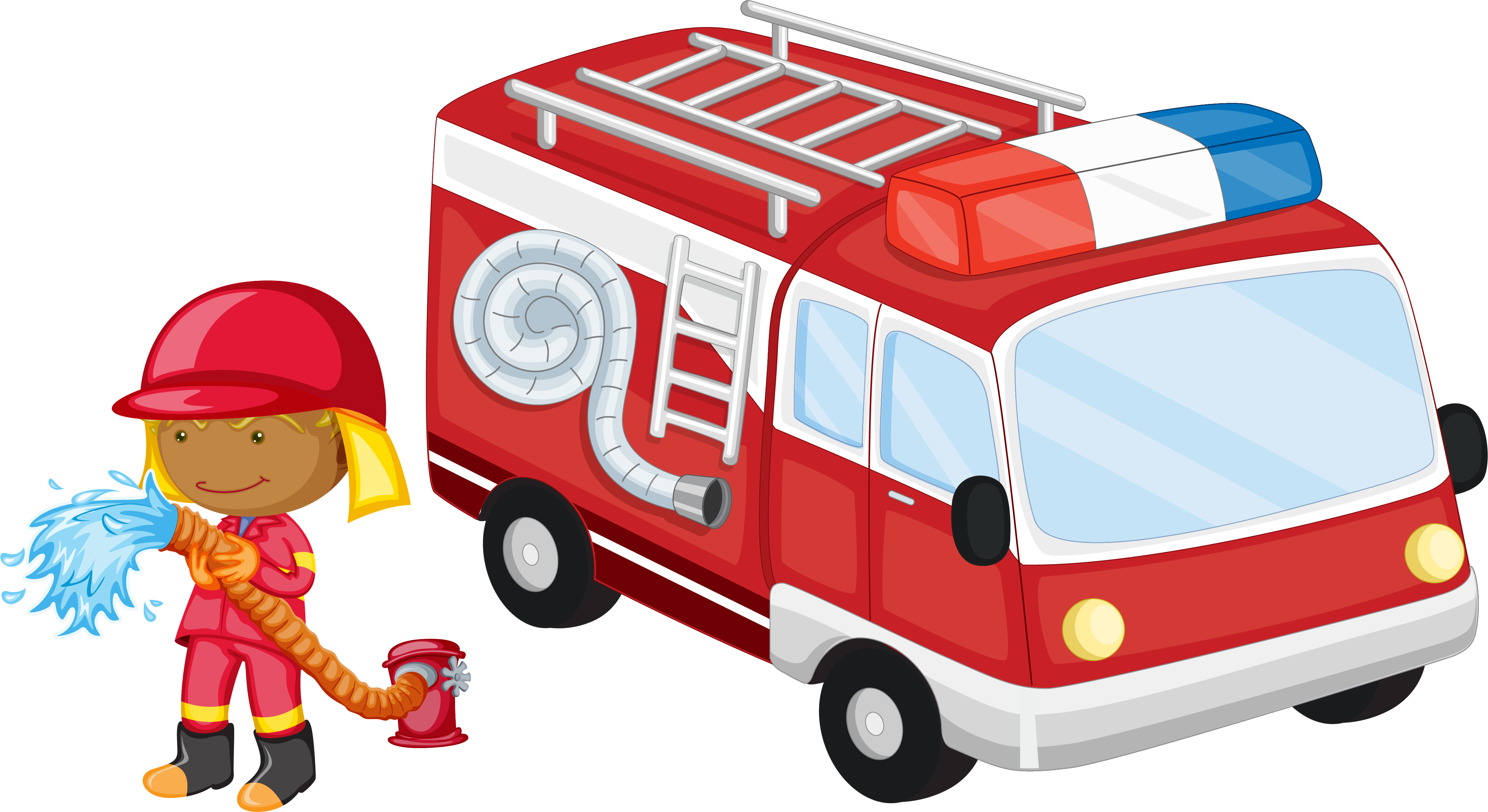 Fire Engine Poster Cartoon - Camiones De Bomberos Animados (4051x2212), Png Download