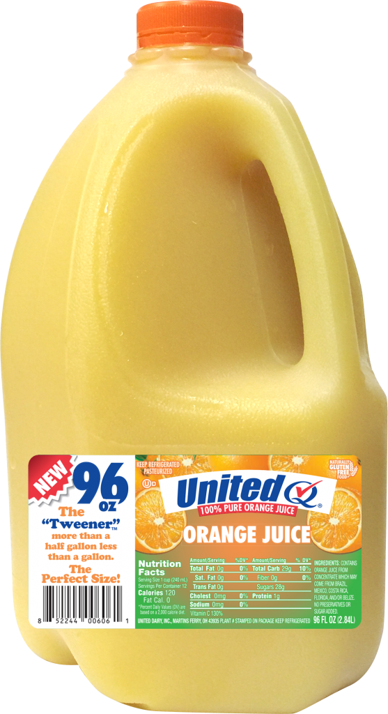 Orange Juice - United Dairy (557x1024), Png Download